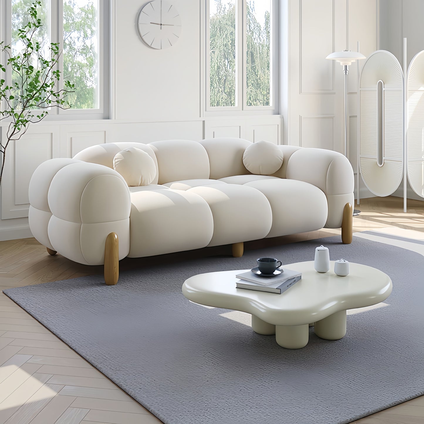 AAF Furniture Light Luxury Fabric Cloud Shaped Sofa set for Livingroom