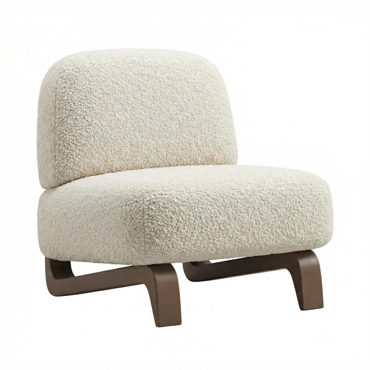 AAF Nordic Sherpa Fleece Accent Chair Off White Dark Metal UAE