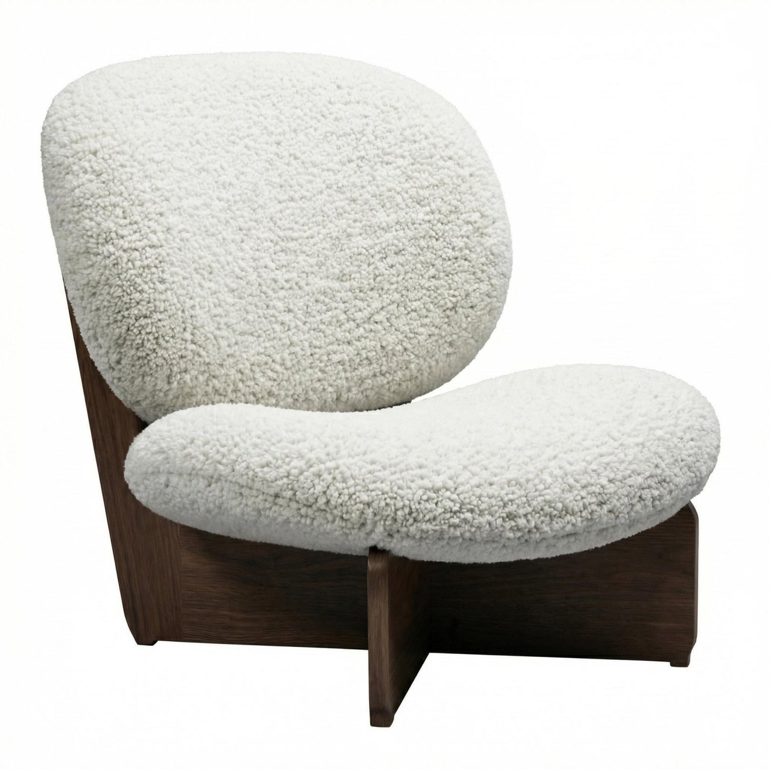 AAF Sherpa Fleece Arc Lounge Chair Off White Walnut Frame UAE