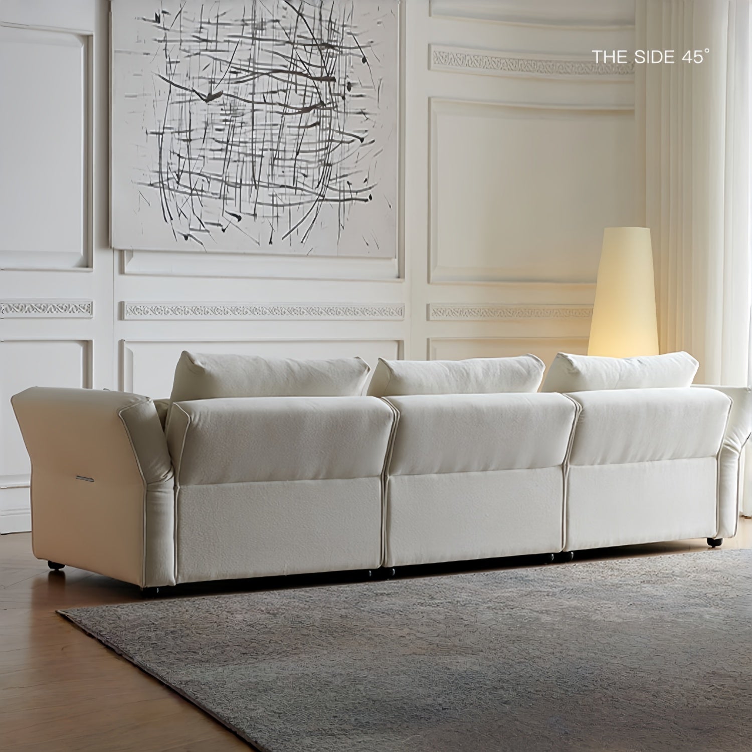 Beige Cloud Sofa Set 1-4 Seater with Footstool - Fabric Couch UAE
