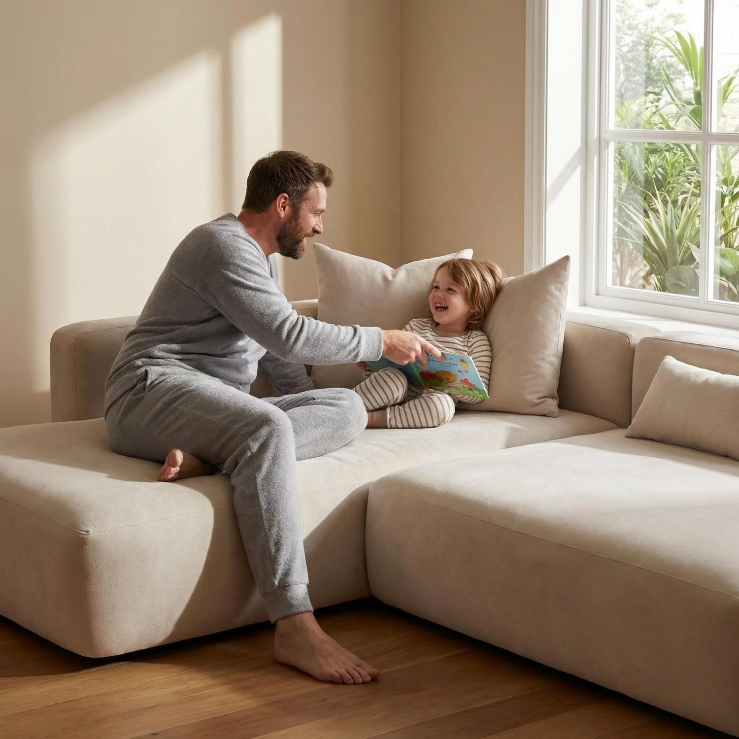 AAF Beige Cloud Sofa L-Shape Corner Sectional - Modular Fabric Couch UAE