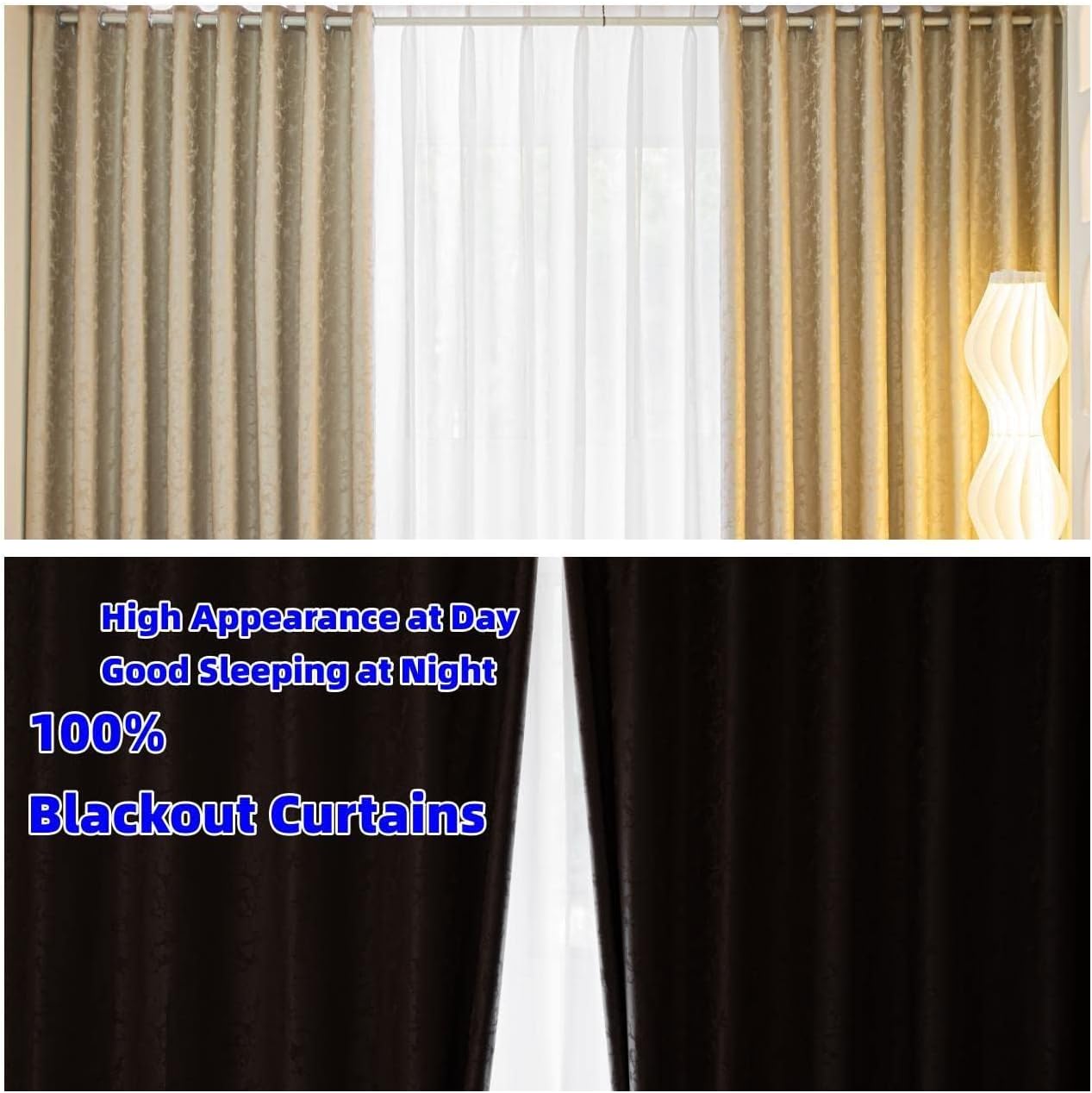 2 Panels 100% Blackout Curtains for Living Room Thermal Insulated Bedroom Darkening Drapes for Basics Room