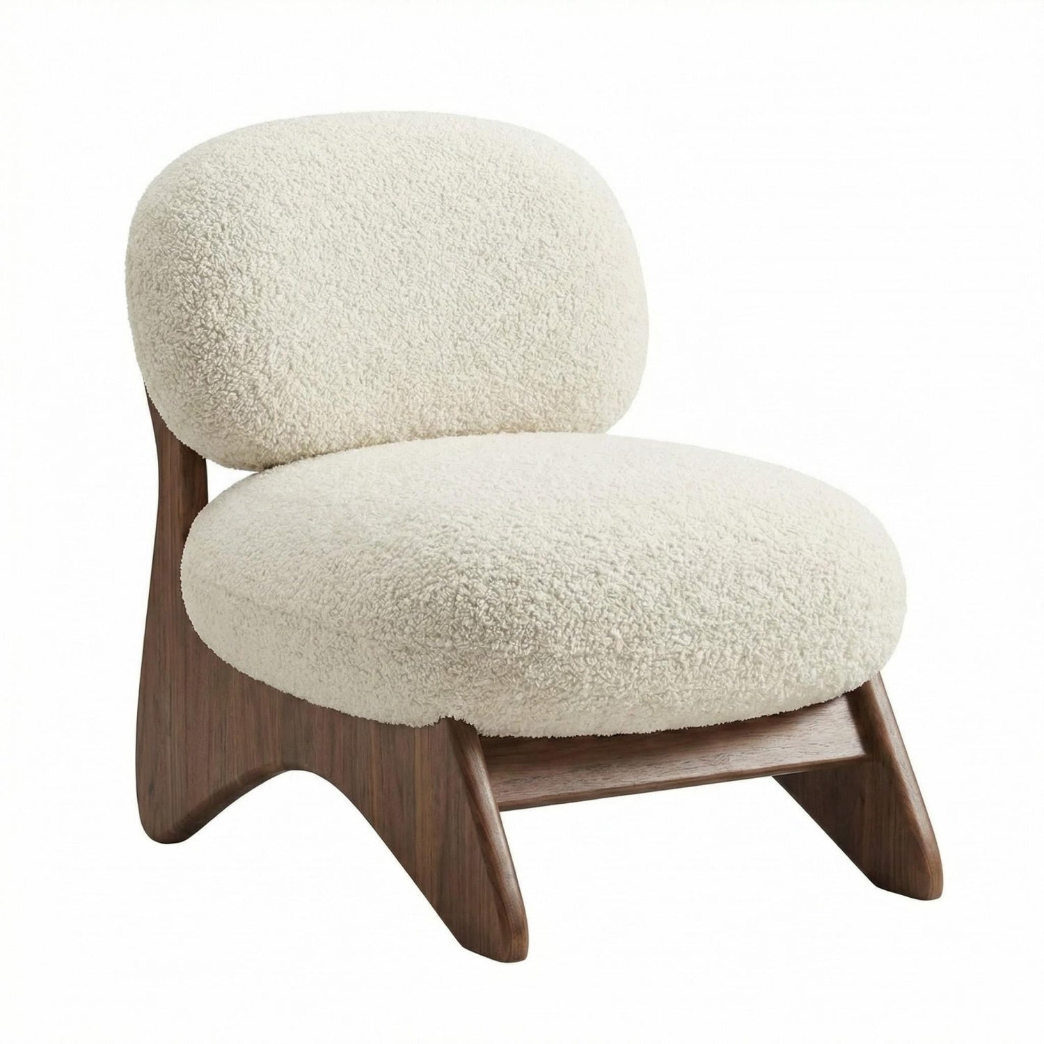 AAF Sherpa Fleece Accent Chair Off White Walnut Legs UAE