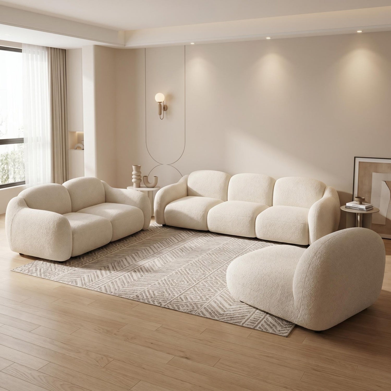 AAF Luxury Organic Cloud Sofa – Curved Modular Boucle Sectional Sofa for Modern Living Rooms UAE