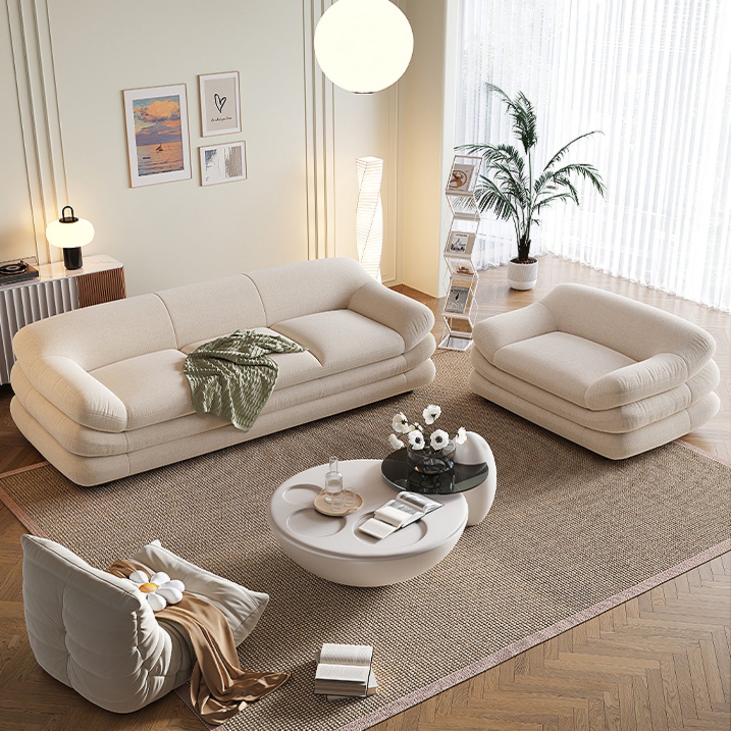 AAF Furniture Fleece Fabric Overstuffed Multifunction  Sofa  for Livingroom Office