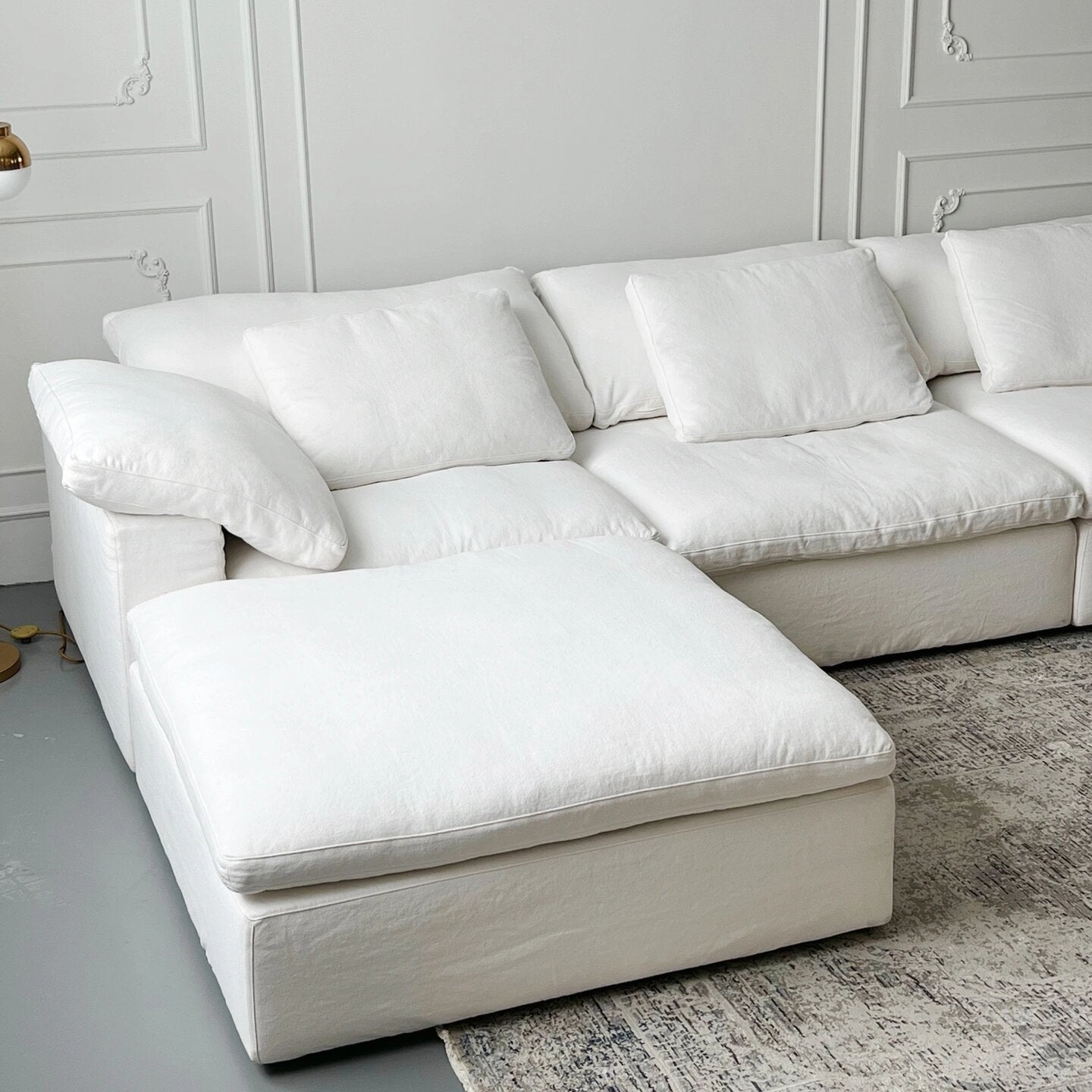 AAF Furniture Light Luxury Linen Cotton  Fabric Cloud Shaped Sofa set for Livingroom