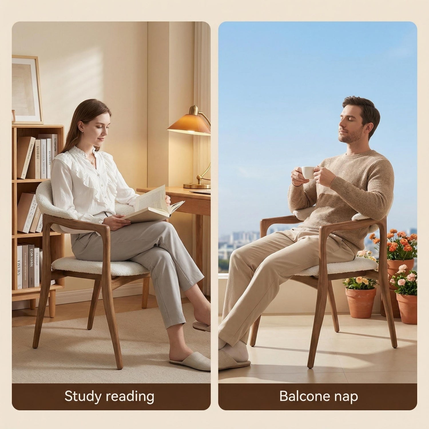 AAF Draped Sherpa Chair Cream Sculptural UAE