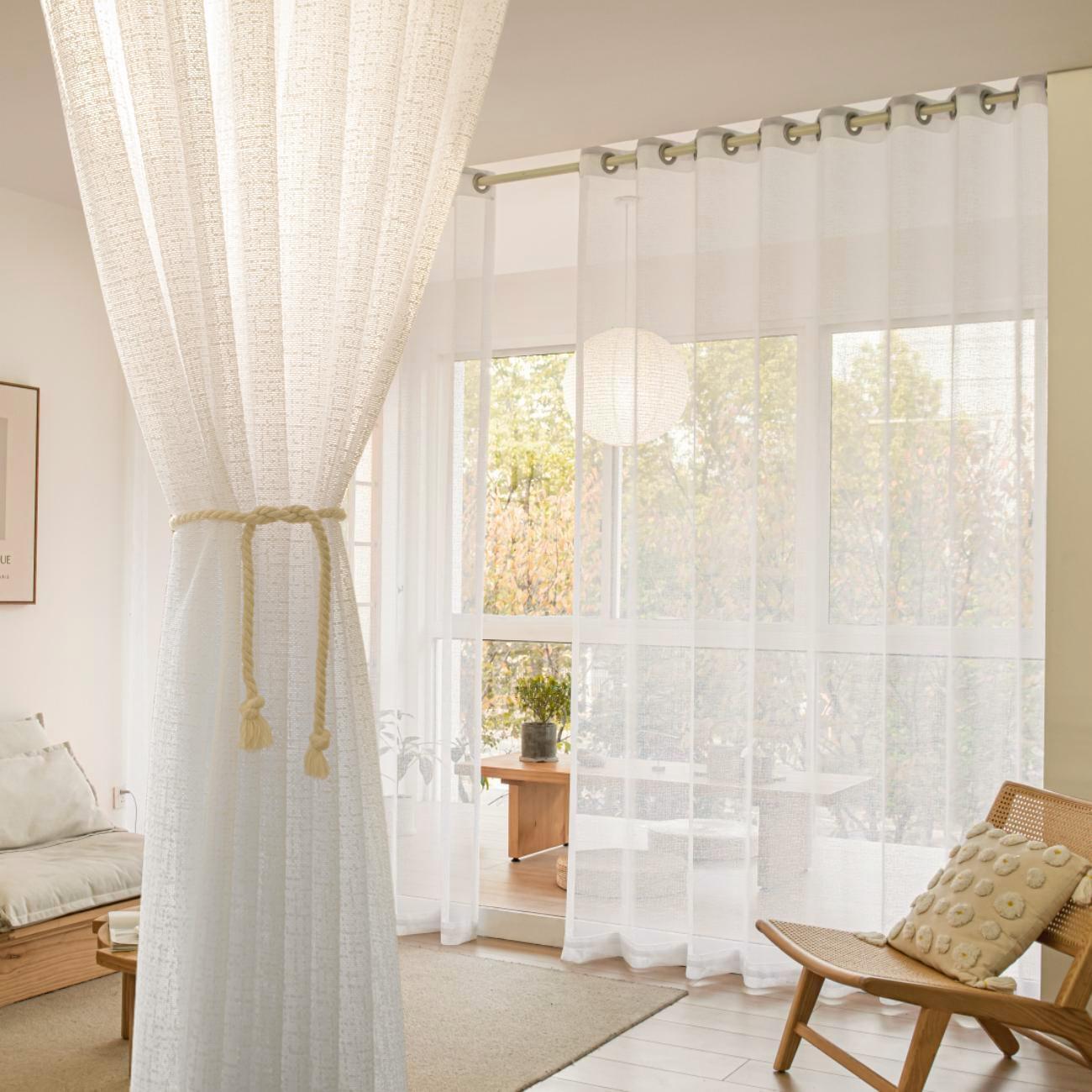 2 Panels Sheer Color Chiffon Tulle Light Window Textile Curtains Drapes for Bedroom Livingroom