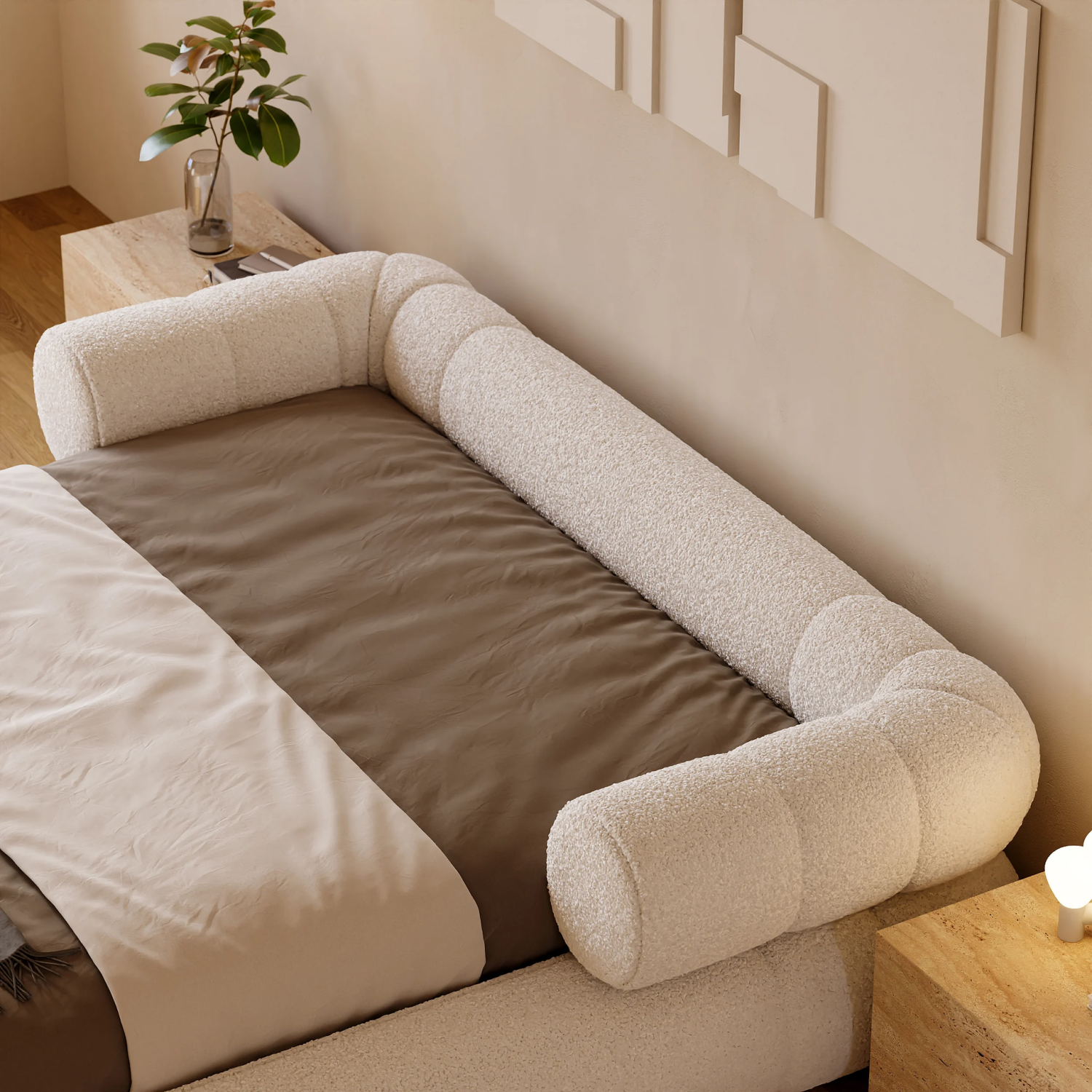 AAF Furniture Bed Frame Modern Velvet King Queen Size for bedroom Without Mattress
