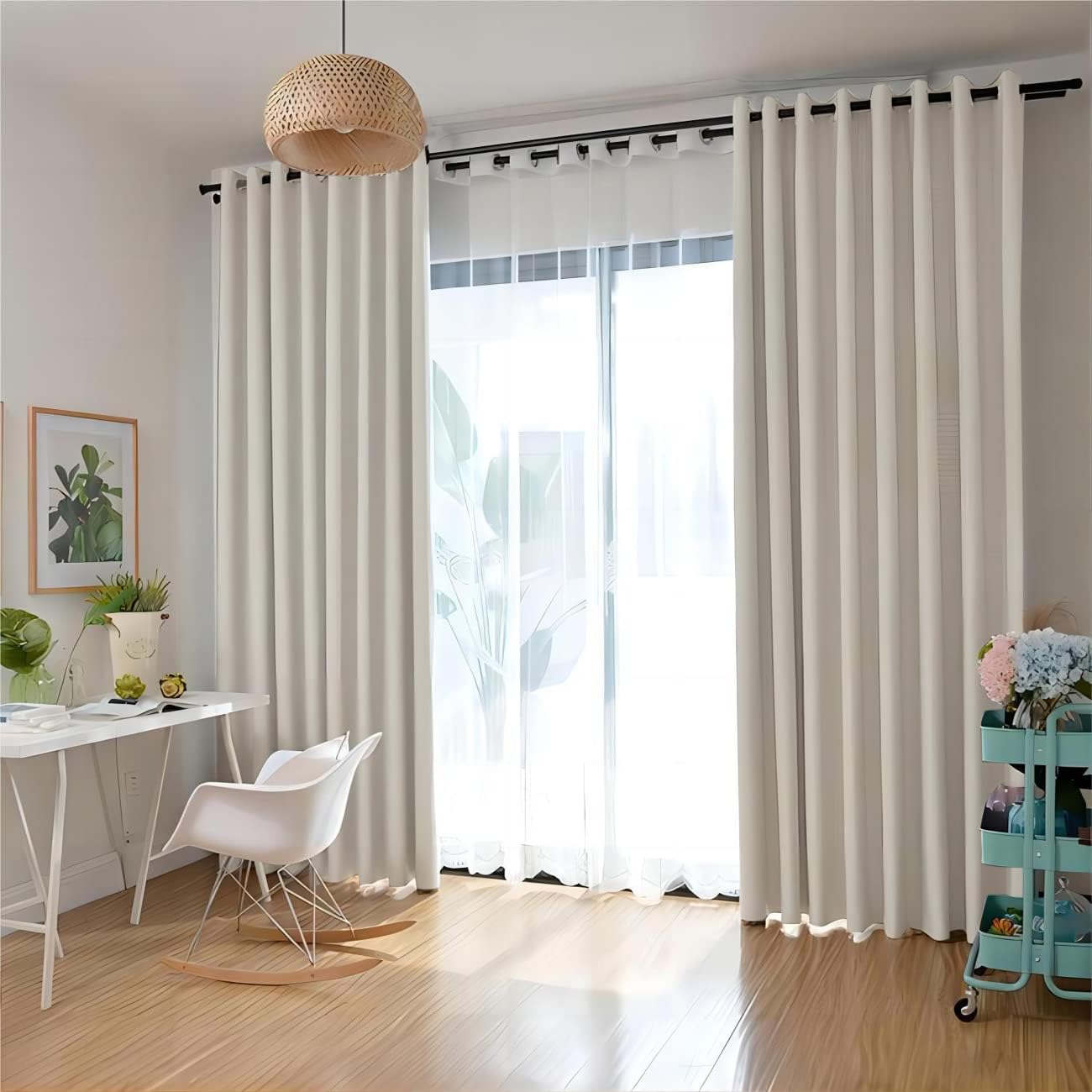 2 Panels 60% Blackout Curtains for Living Room Thermal Insulated Bedroom Darkening Drapes for Basics Room Window