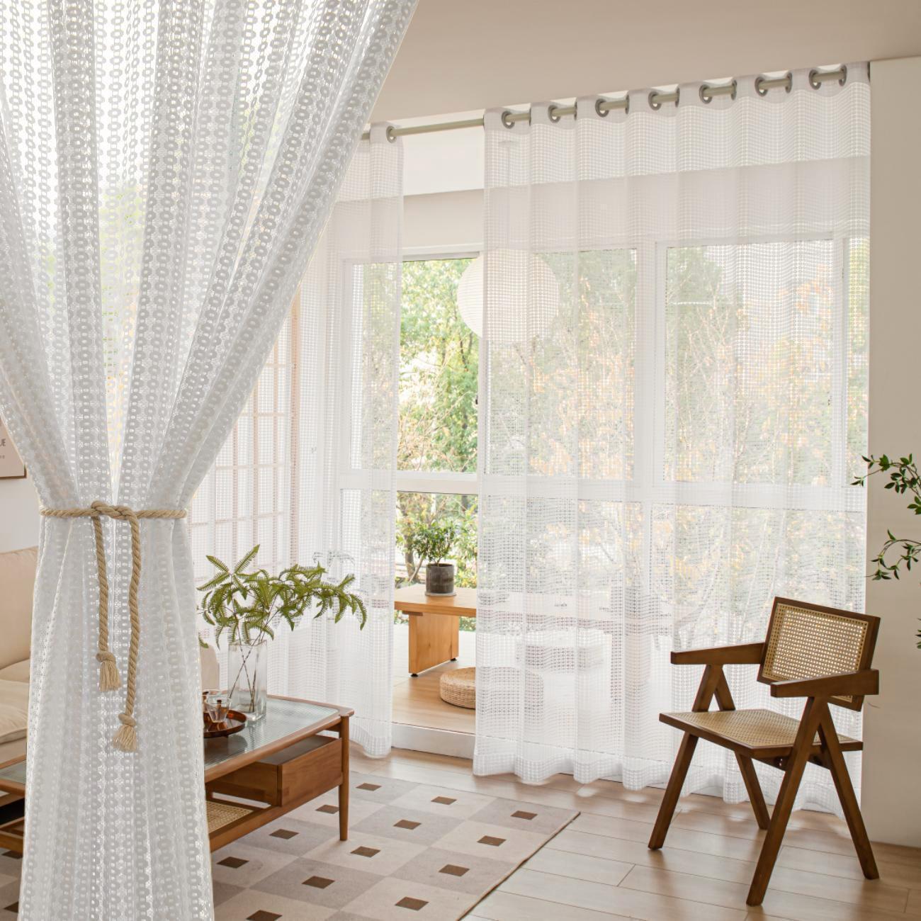 2 Panels Sheer Color Chiffon Tulle Light Window Textile Curtains Drapes for Bedroom Livingroom