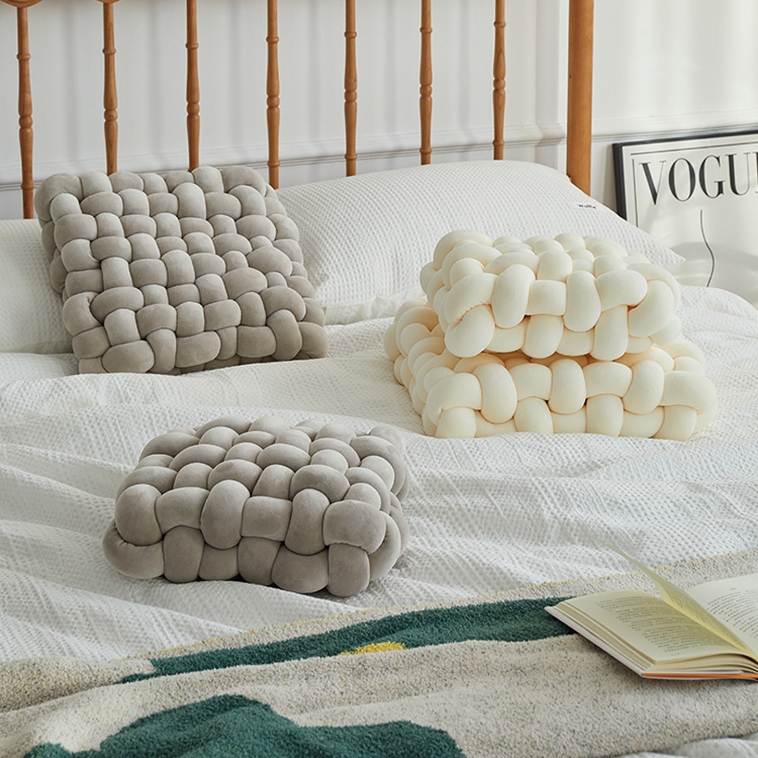 AAF Furniture Velvet Cream Modern Stool for Living Room