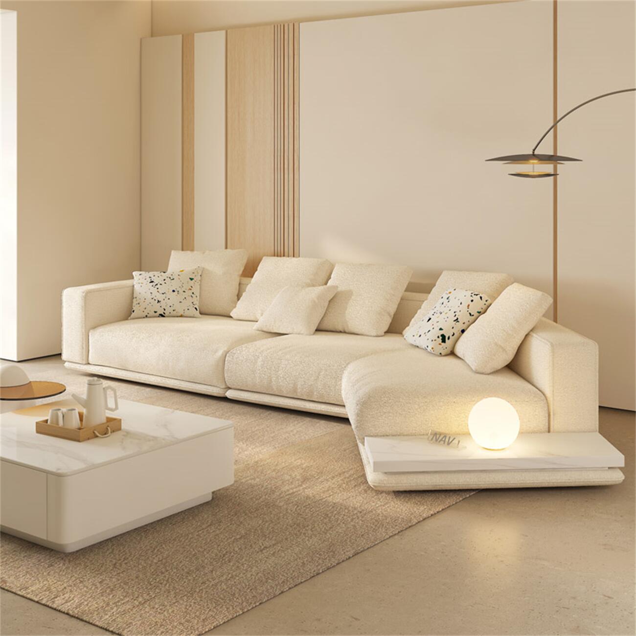 AAF Furniture Light Luxury Linen Cotton  Fabric Cloud Shaped Sofa set for Livingroom