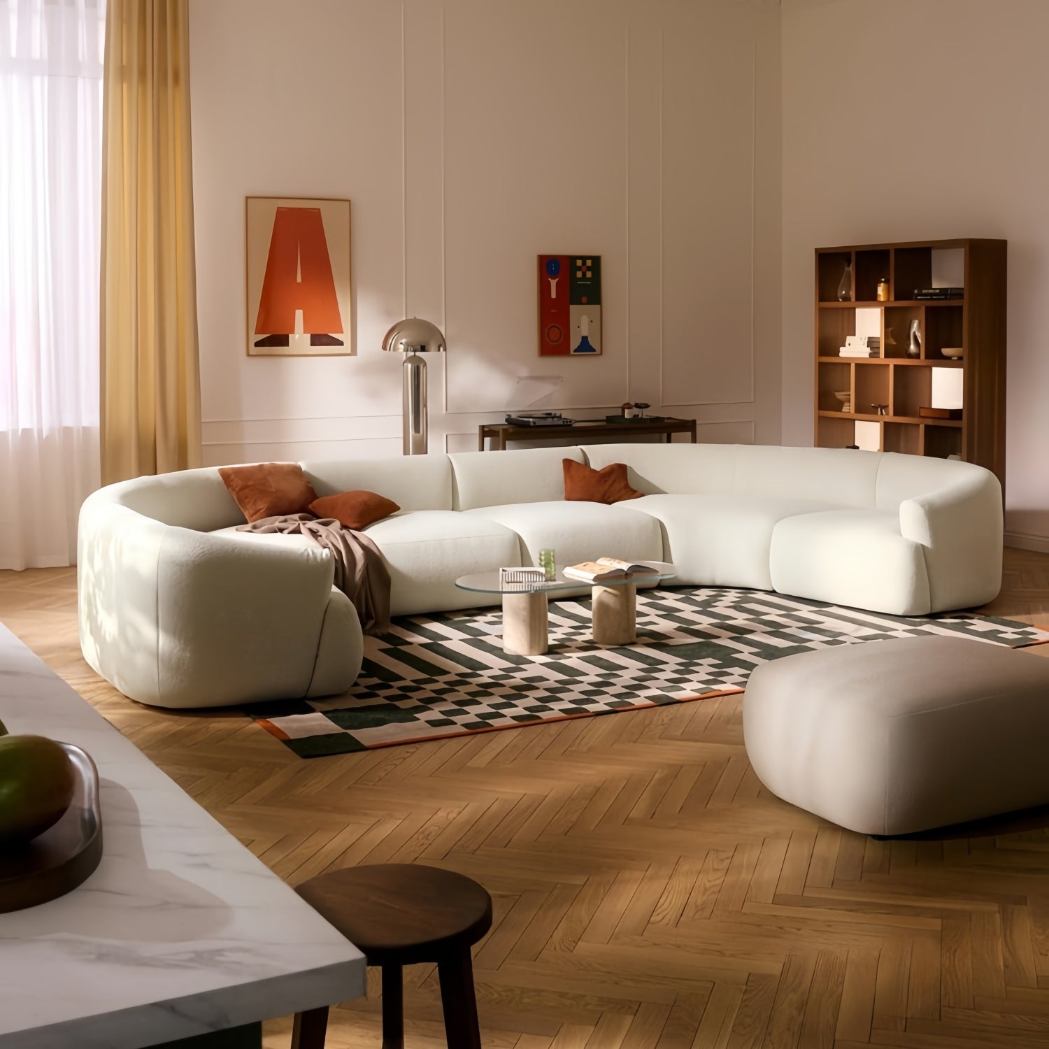 Beige Arc Sofa Set Modular Cloud Cushion - Sectional Couch UAE