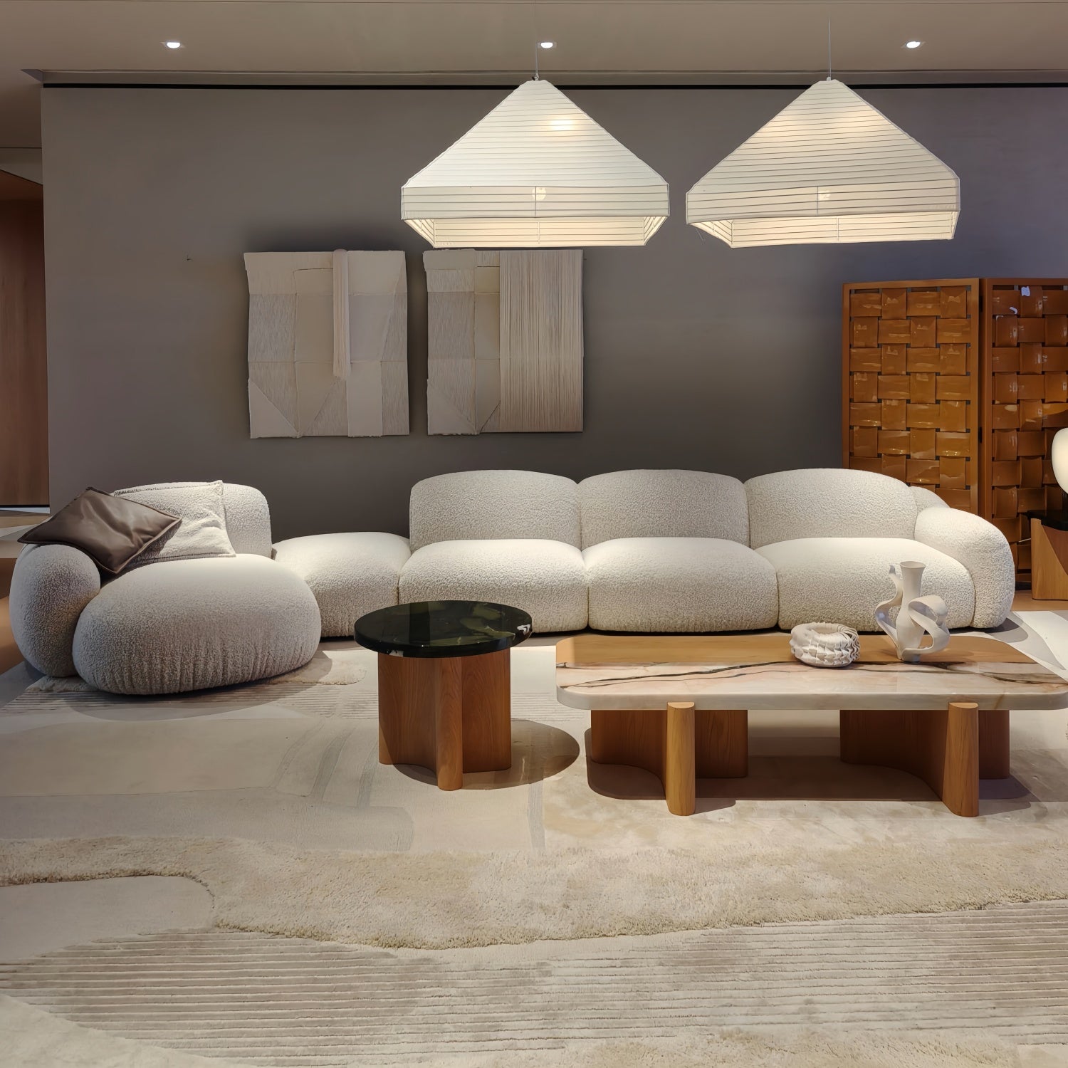 AAF Luxury Organic Cloud Sofa – Curved Modular Boucle Sectional Sofa for Modern Living Rooms UAE
