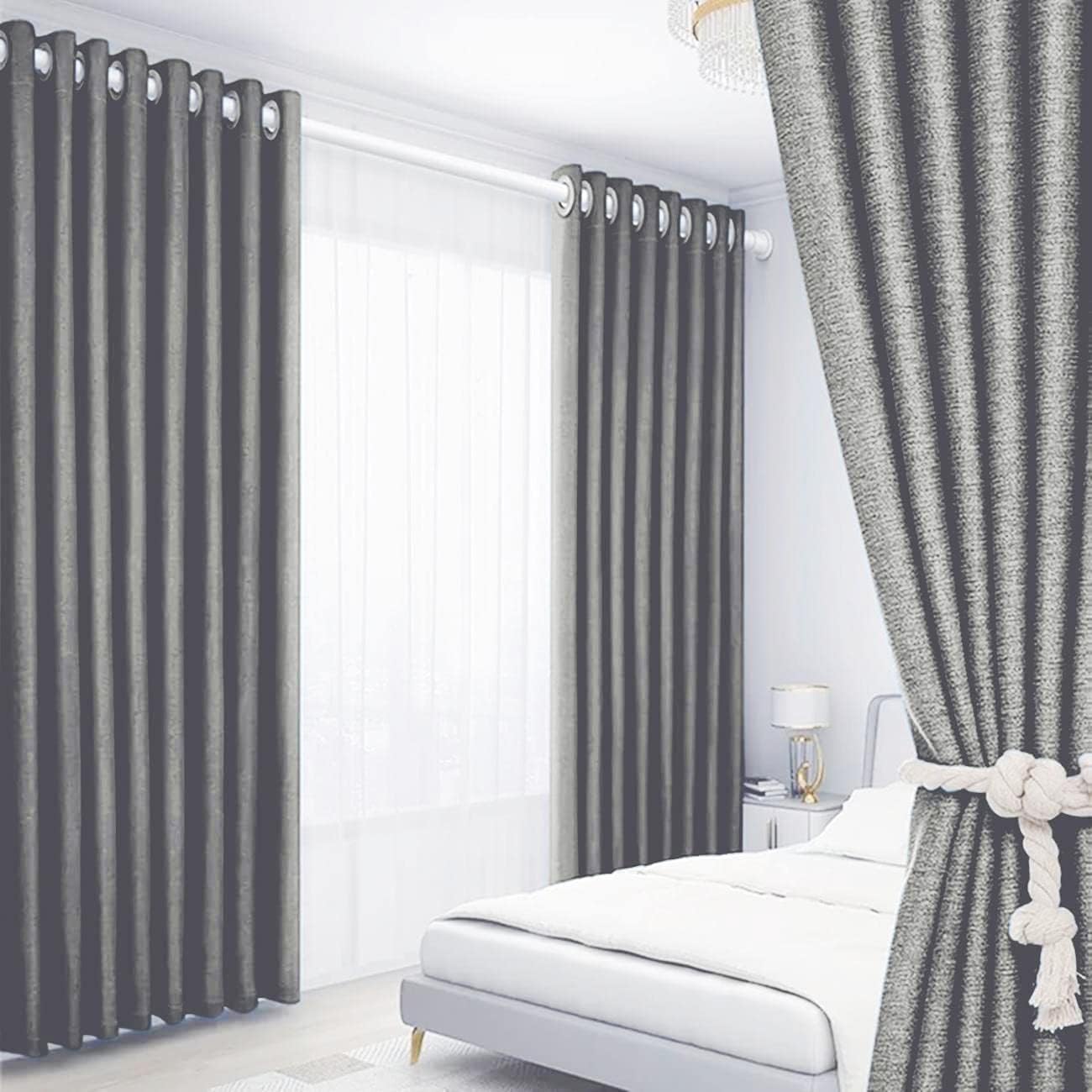 2 Panels 100% Blackout Curtains for Living Room Thermal Insulated Bedroom Darkening Drapes