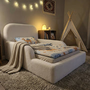 AAF Rounded Curved Headboard Sherpa Fabric Kids Safety Bed