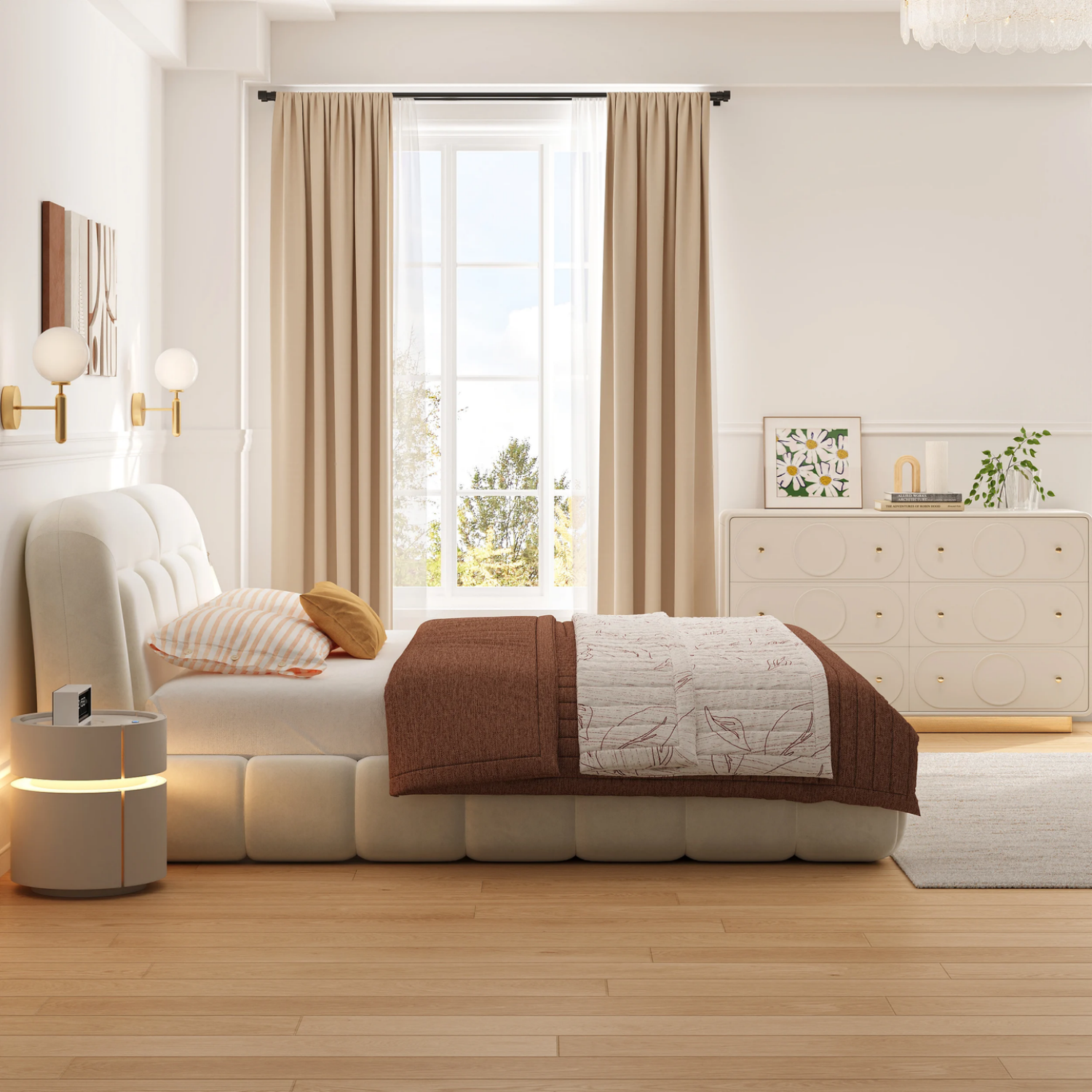 AAF Furniture Bed Frame Modern Velvet King Queen Size for bedroom Without Mattress