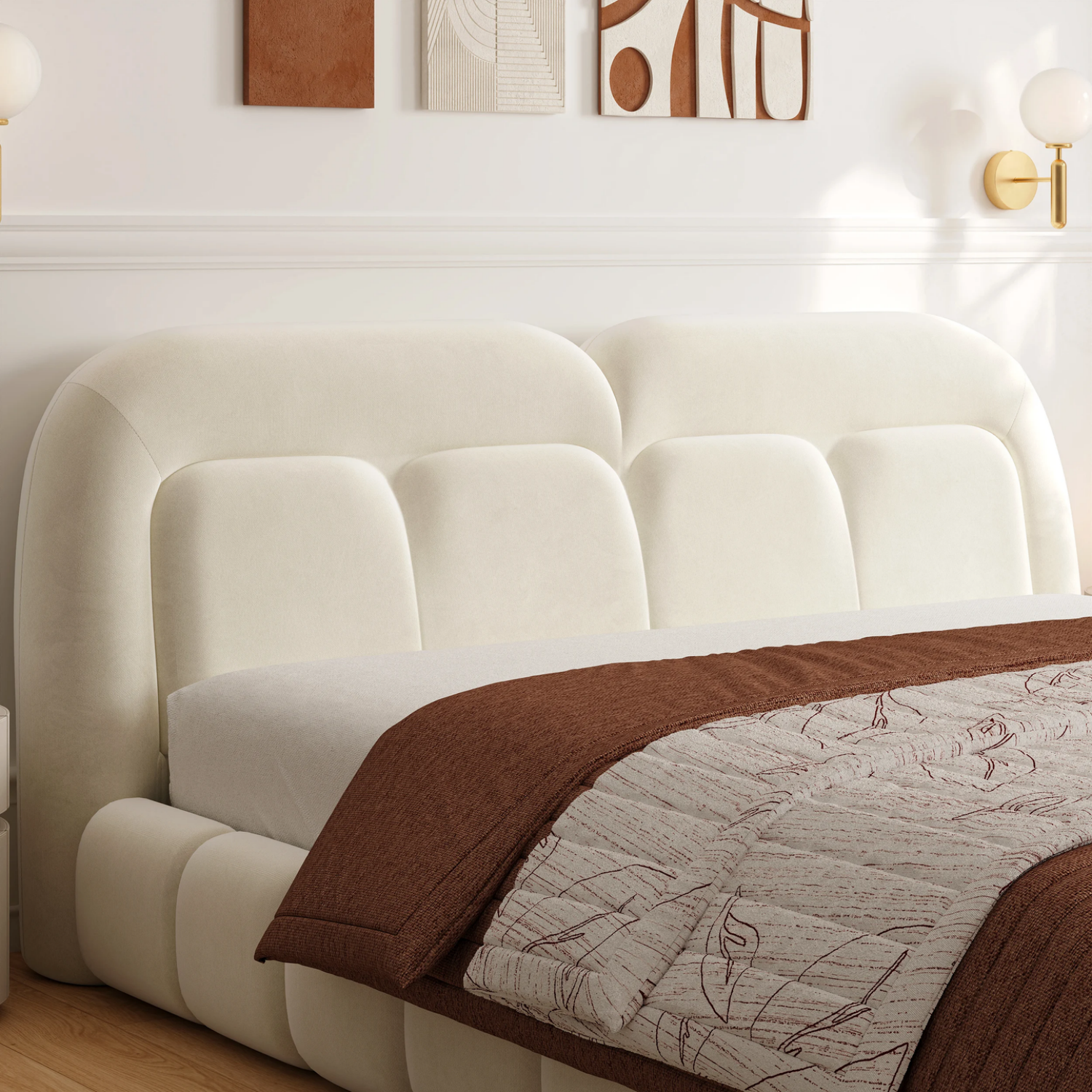 AAF Furniture Bed Frame Modern Velvet King Queen Size for bedroom Without Mattress