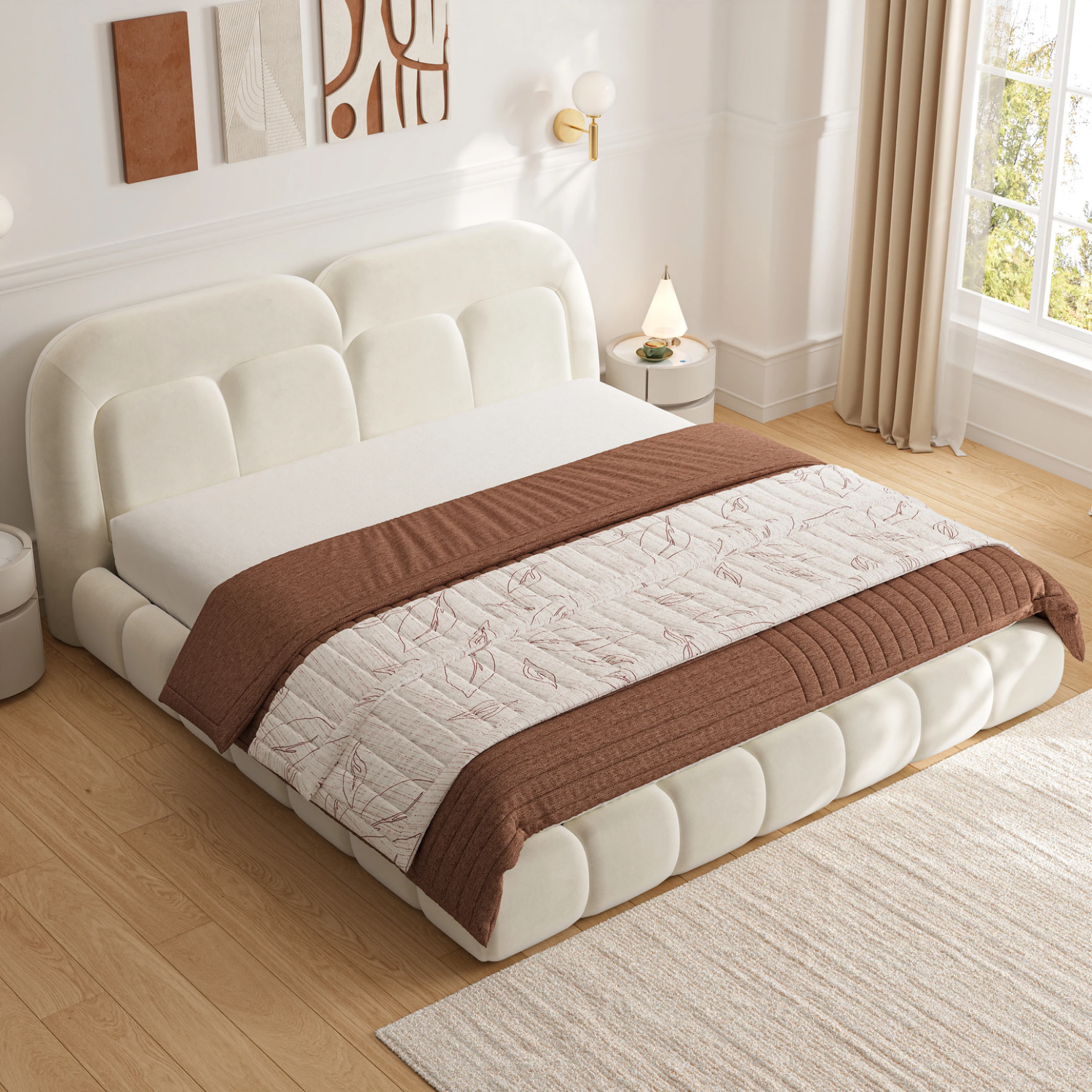 AAF Furniture Bed Frame Modern Velvet King Queen Size for bedroom Without Mattress