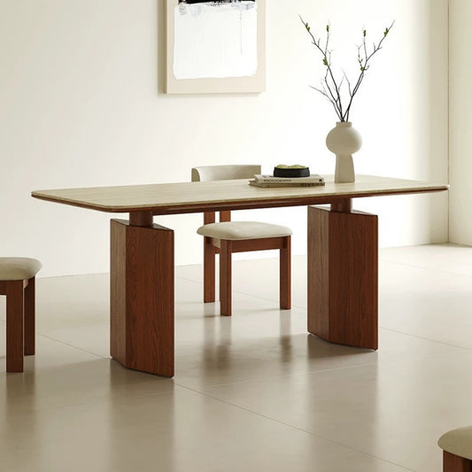AAF FURNITURE Dining Room Dining Table Withour Chair Wooden Legs Marble Countertops