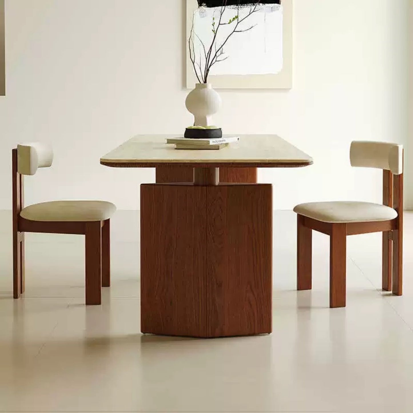 AAF FURNITURE Dining Room Dining Table Withour Chair Wooden Legs Marble Countertops