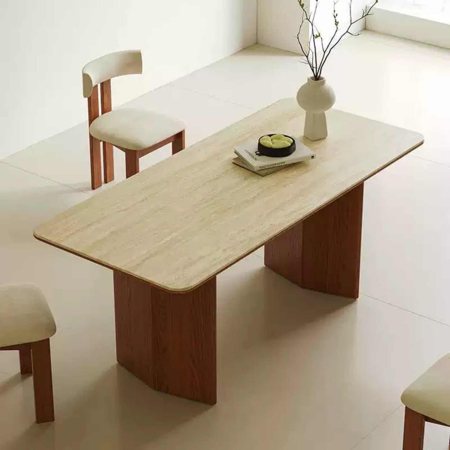 AAF FURNITURE Dining Room Dining Table Withour Chair Wooden Legs Marble Countertops