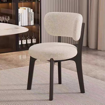 AAF Furniture Cream Sherpa Round Seat Dining Chair Black Legs - Ergonomic Chair, dining chair without armrest, main view