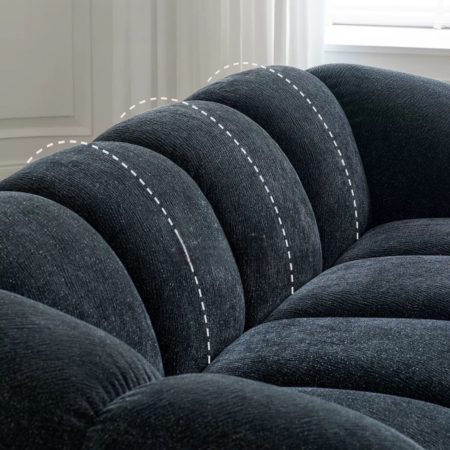 AAF Furniture Cloud Straight Sofa Set Black 2-4 Seats for Living Room