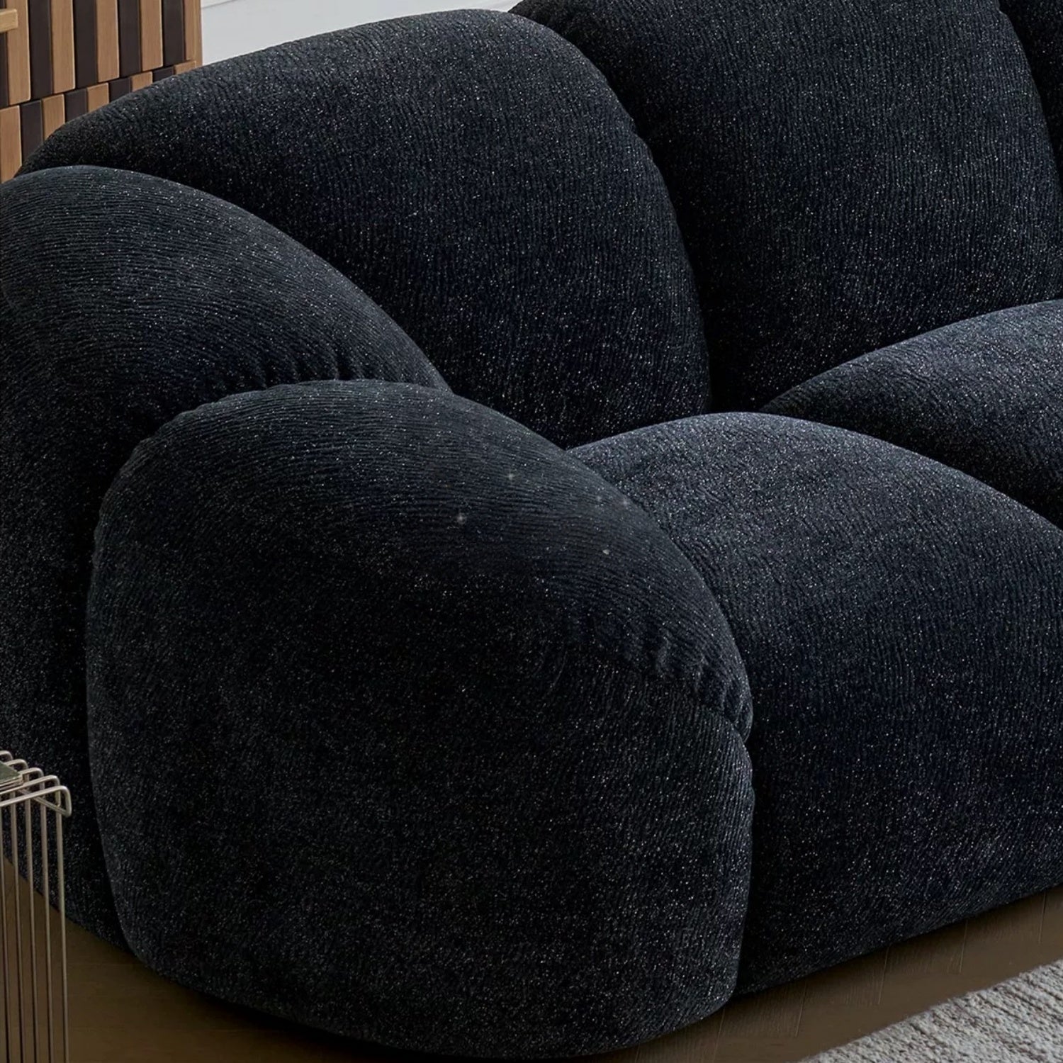 AAF Furniture Cloud Straight Sofa Set Black 2-4 Seats for Living Room