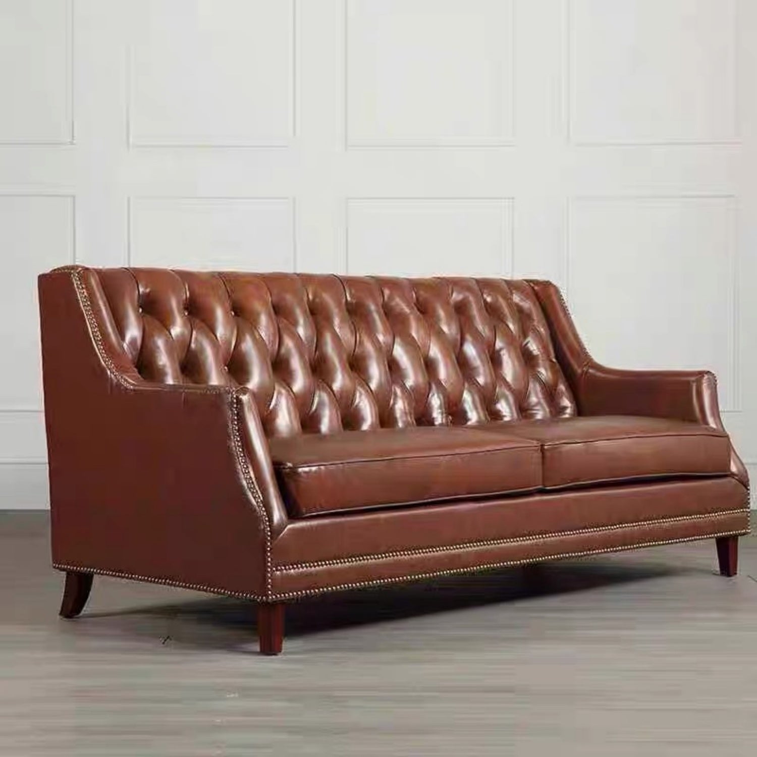AAF Chesterfield Leather Lounge Sofa & Table Set