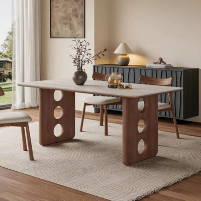 AAF Modern Cut‑out Solid Wood Dining Table
