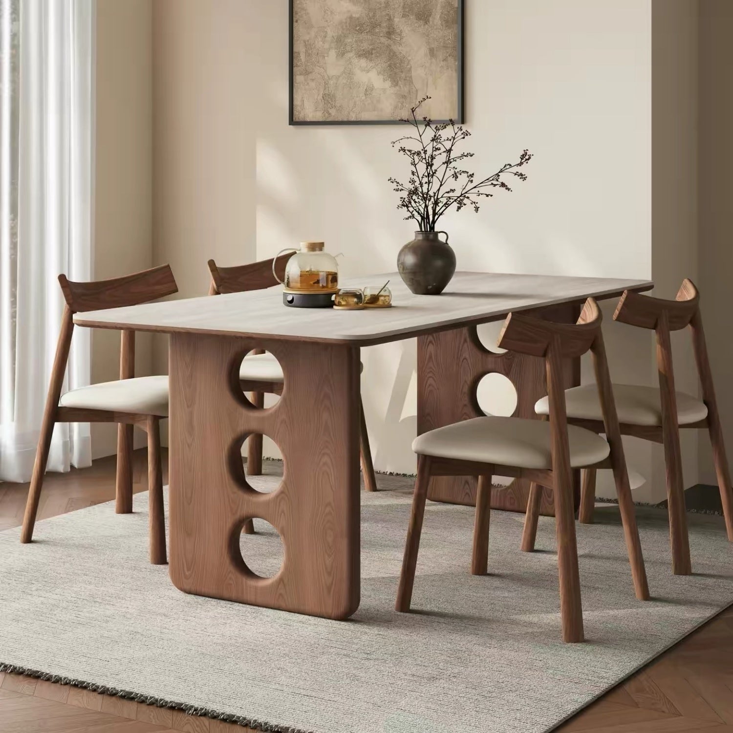 AAF Modern Cut‑out Solid Wood Dining Table