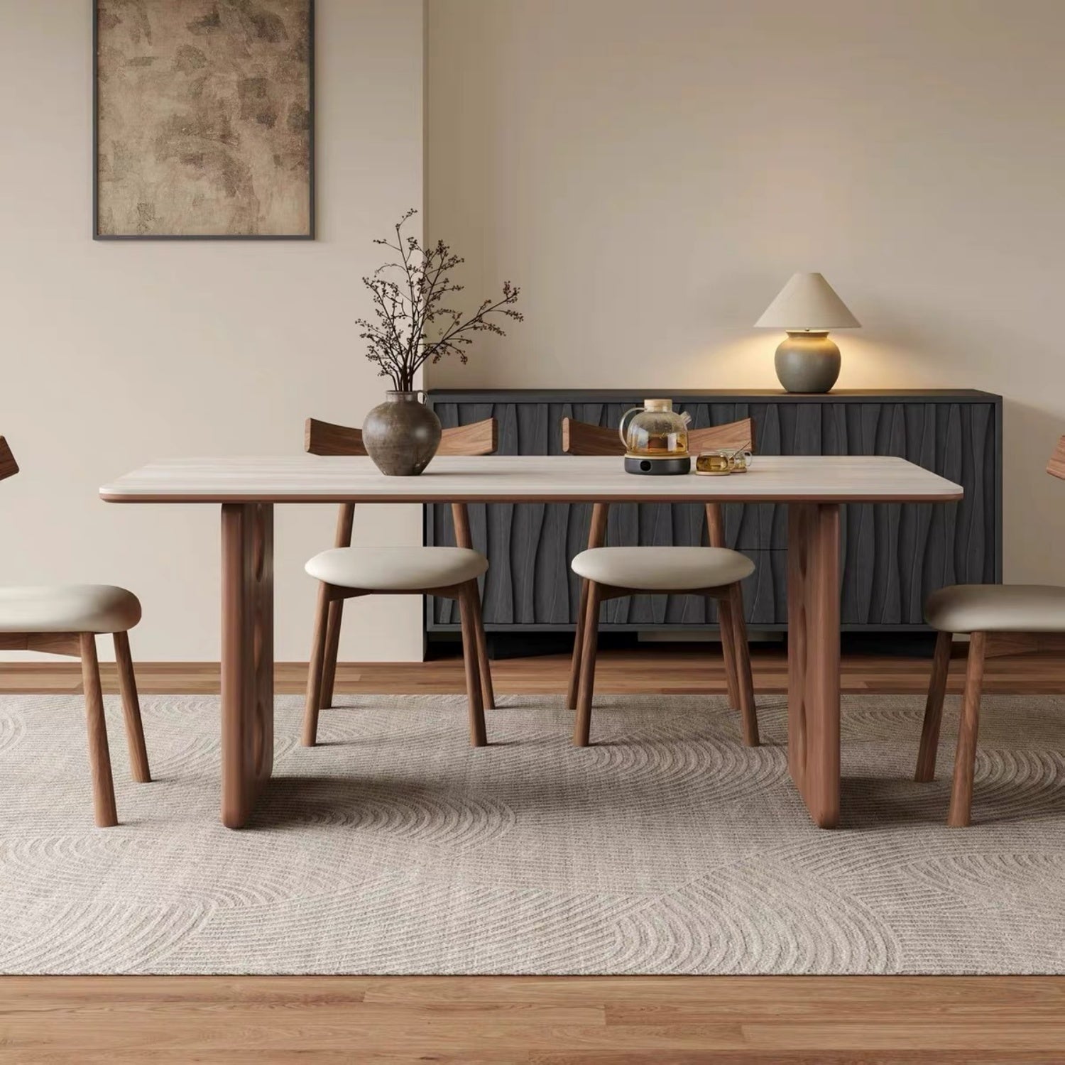 AAF Modern Cut‑out Solid Wood Dining Table