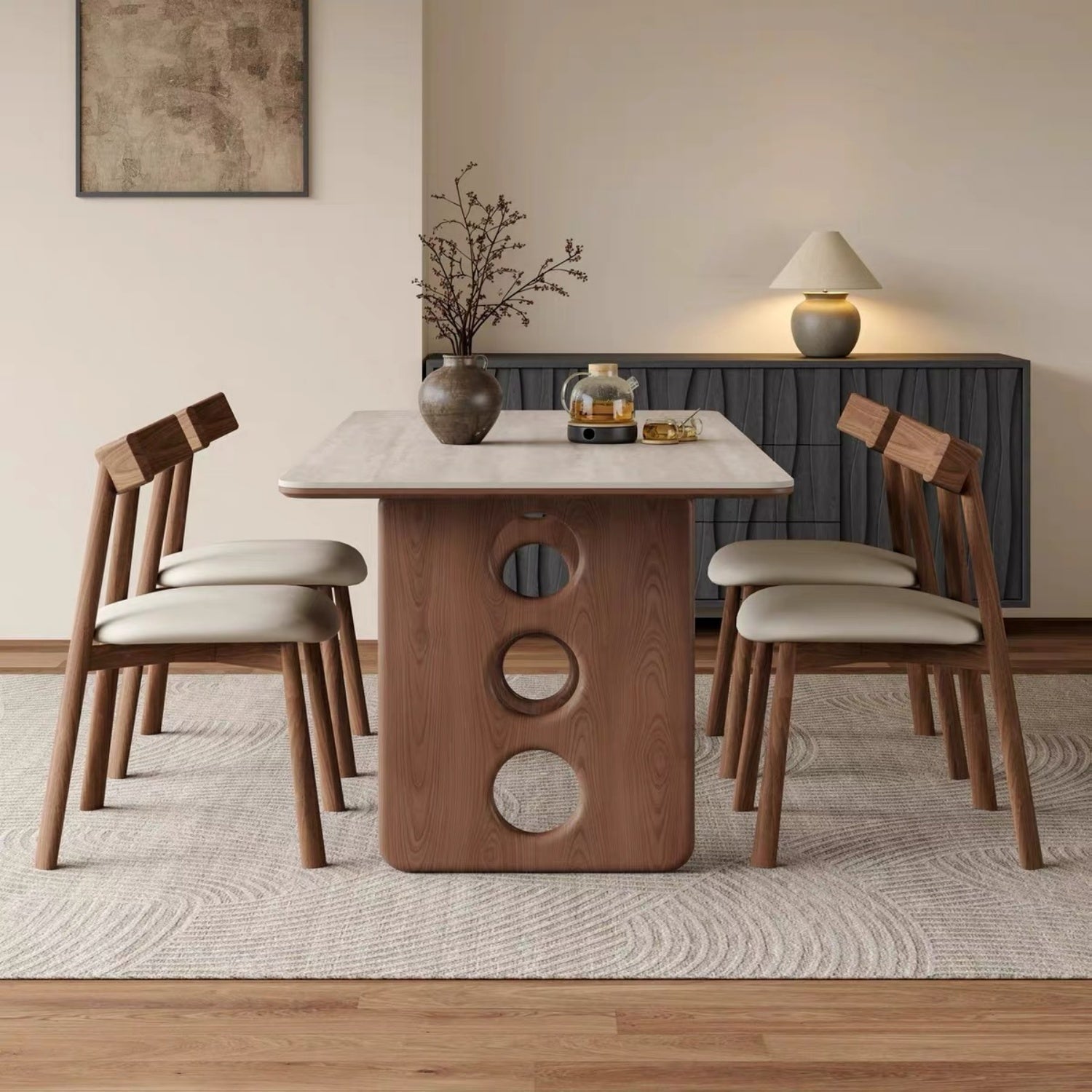 AAF Modern Cut‑out Solid Wood Dining Table