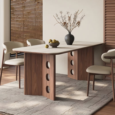 AAF Modern Walnut Cut‑Out Dining Table