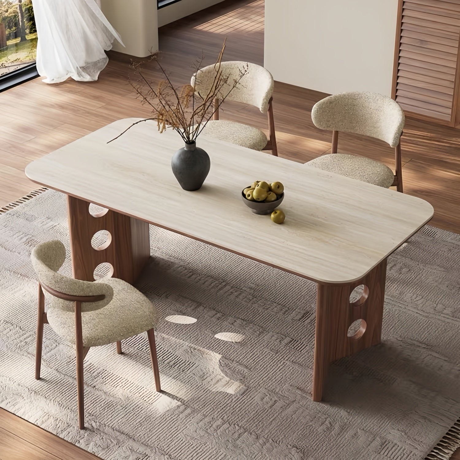 AAF Modern Cut‑out Solid Wood Dining Table