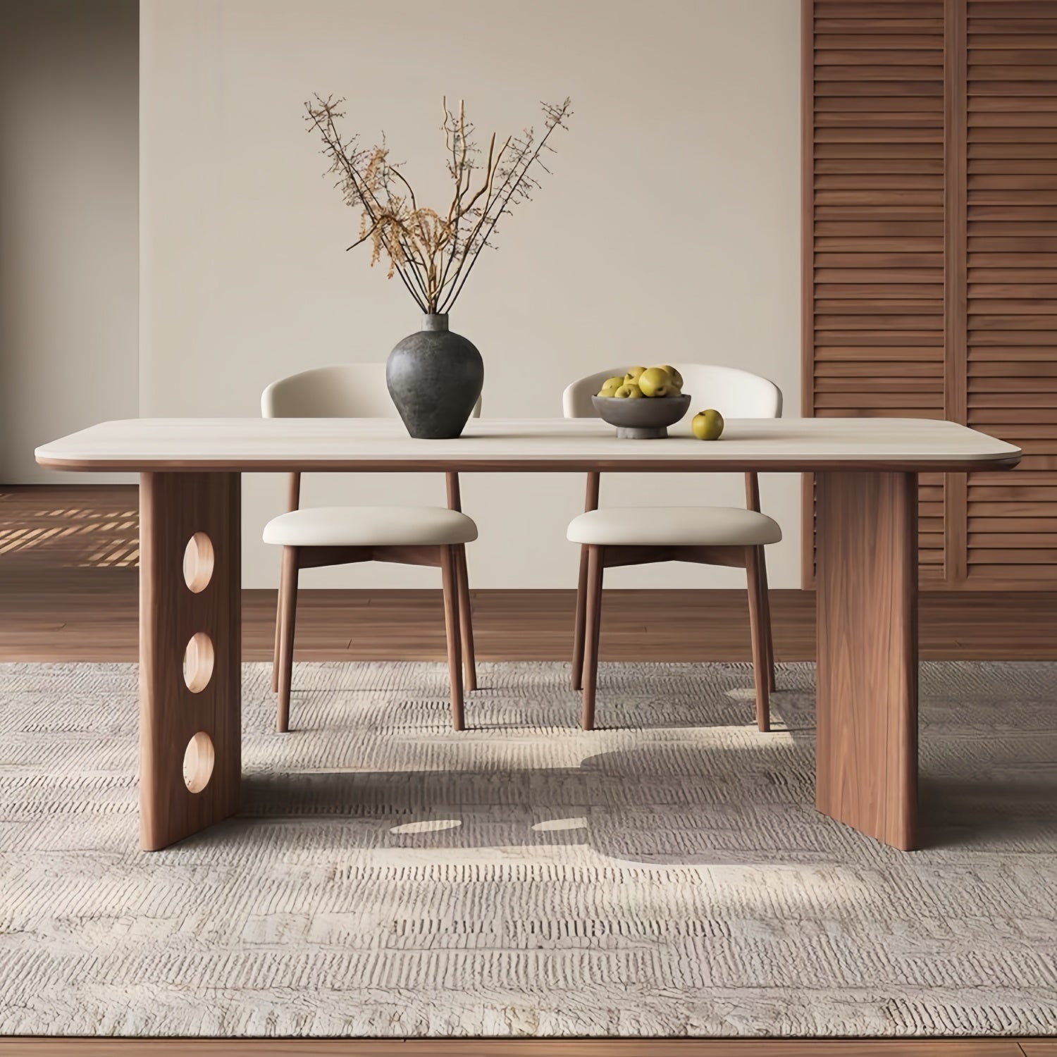 AAF Modern Walnut Cut‑Out Dining Table