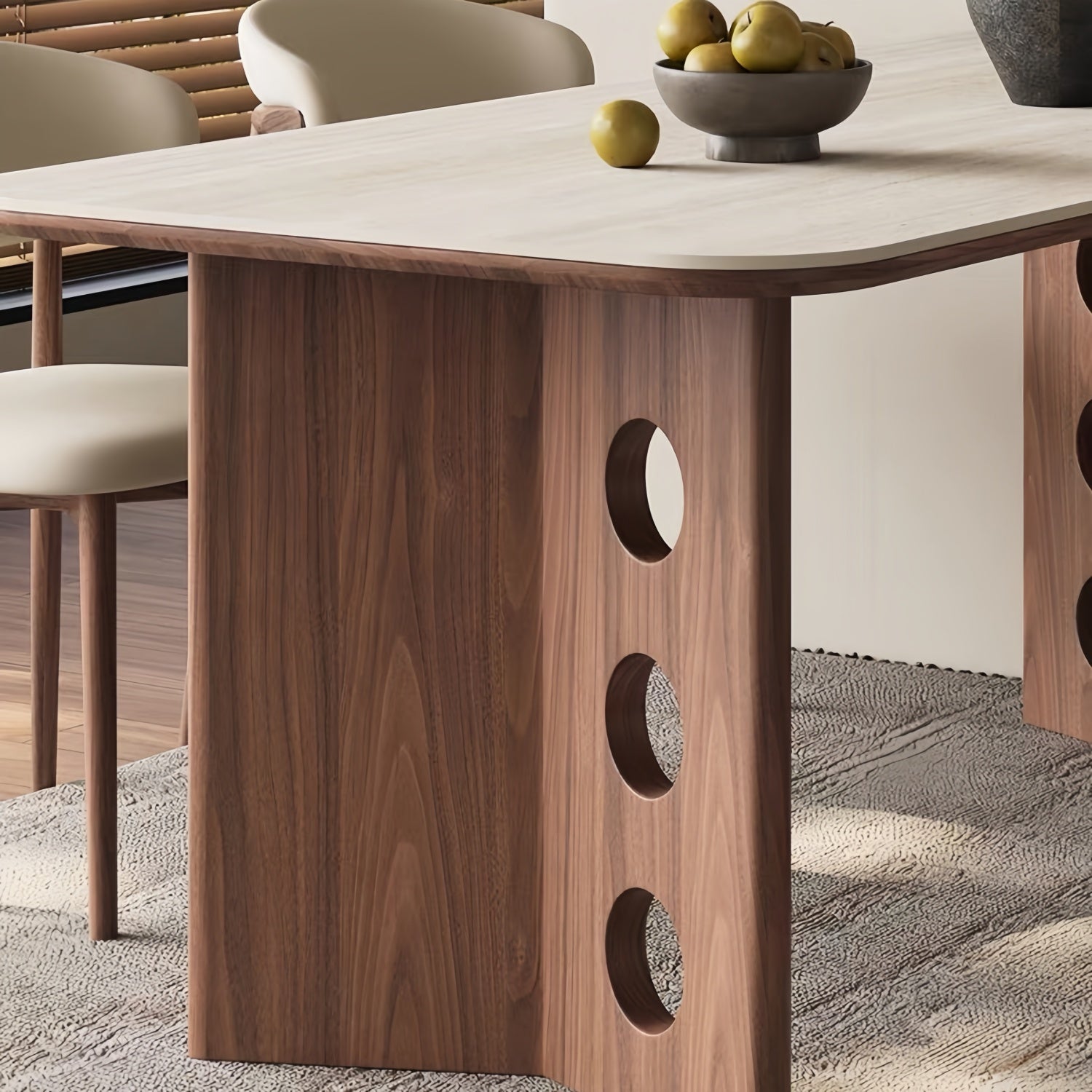 AAF Modern Walnut Cut‑Out Dining Table