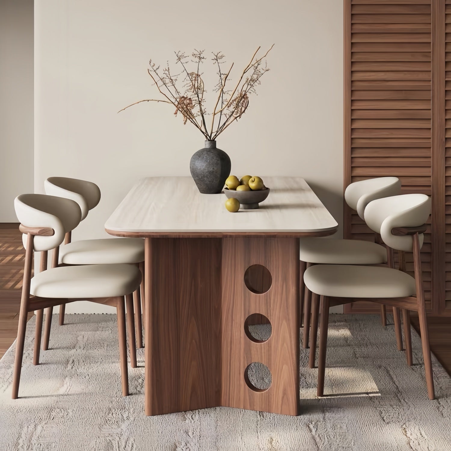 AAF Modern Walnut Cut‑Out Dining Table