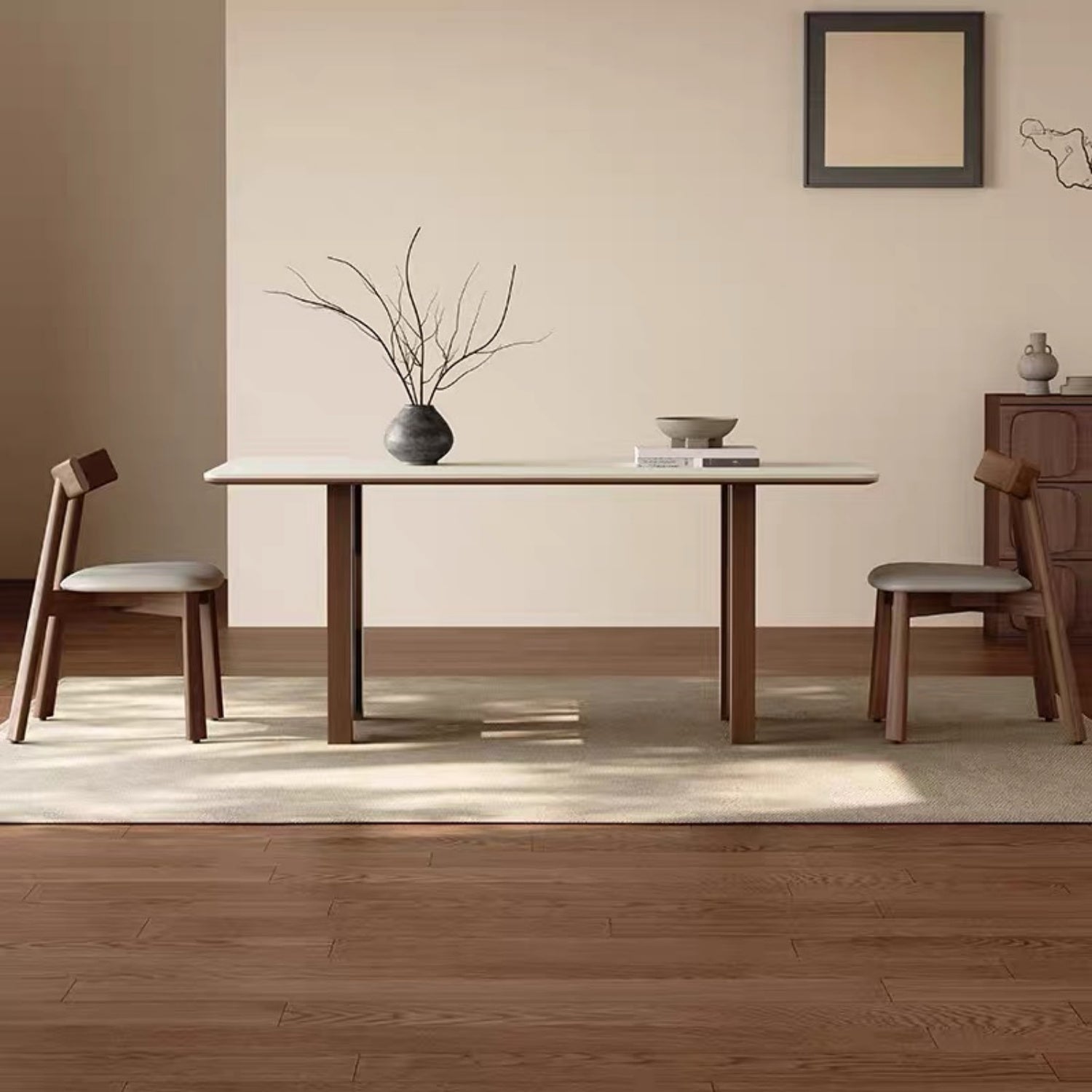 AAF Modern Geometric Solid Wood Dining Table