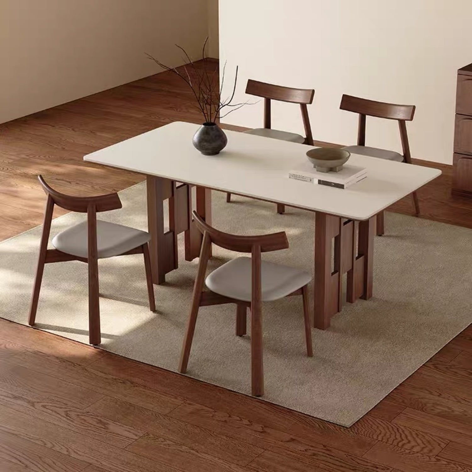 AAF Modern Geometric Solid Wood Dining Table