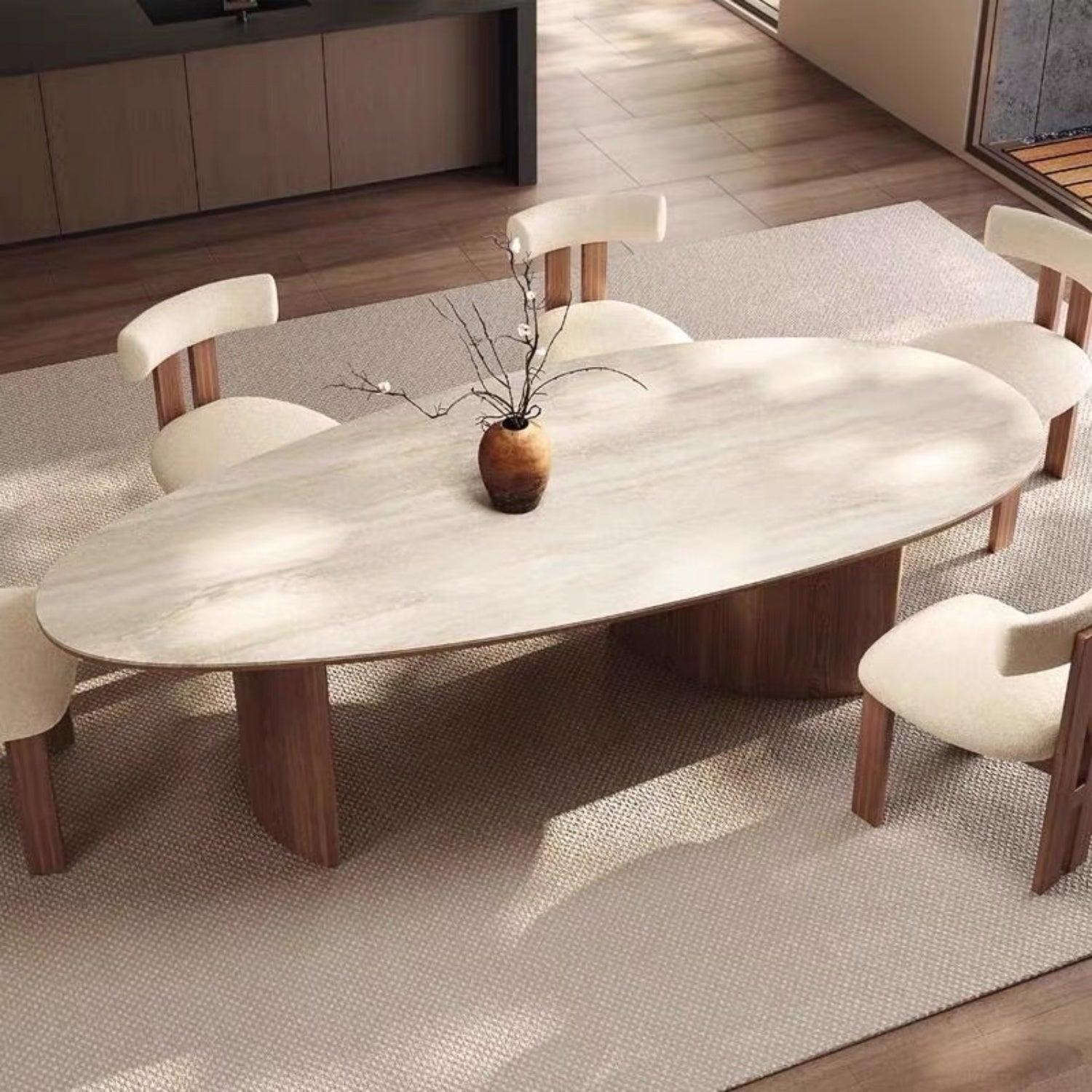 AAF Organic Oval Stone‑Top Dining Table