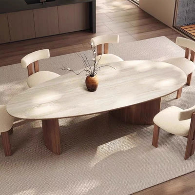 AAF Organic Oval Stone‑Top Dining Table