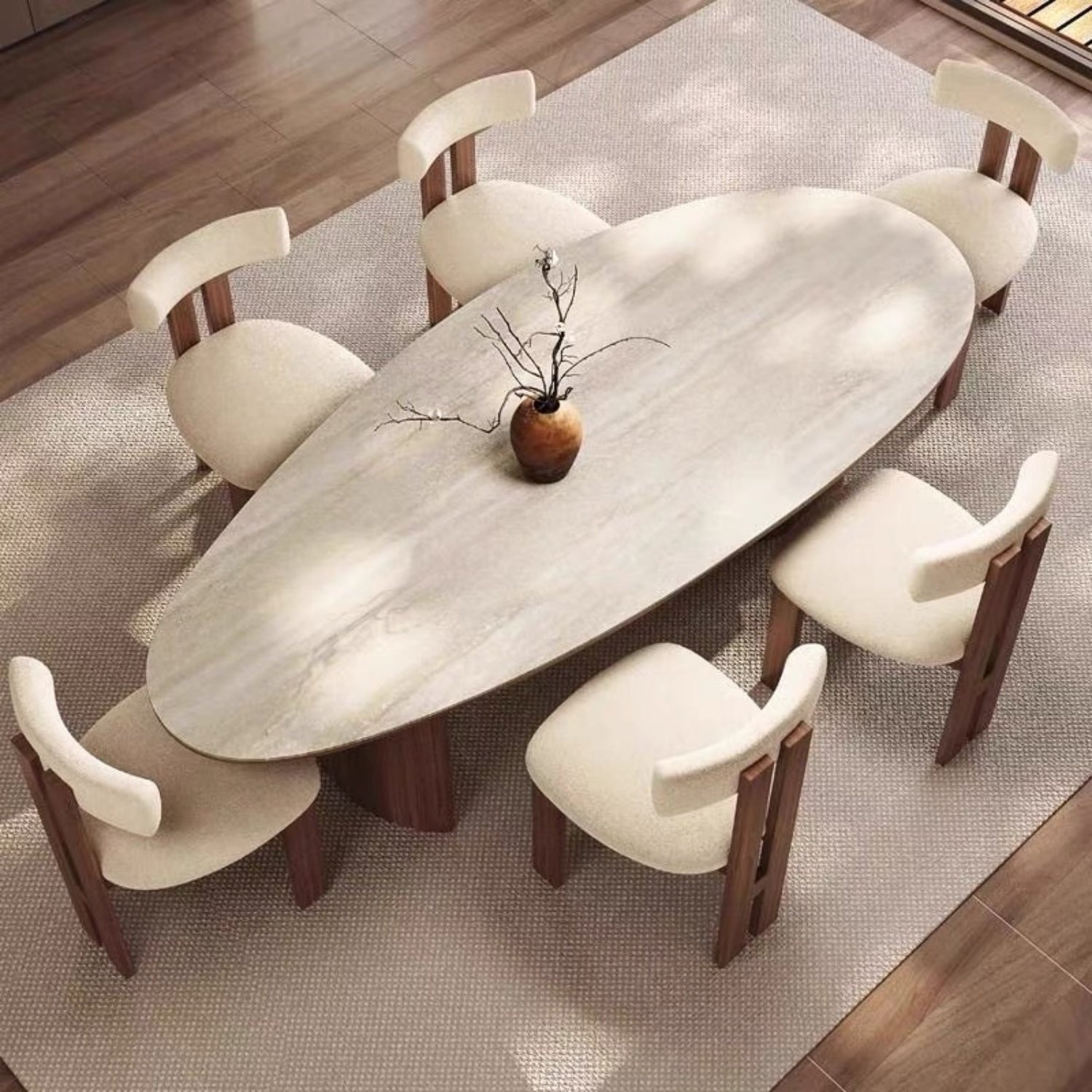 AAF Organic Oval Stone‑Top Dining Table