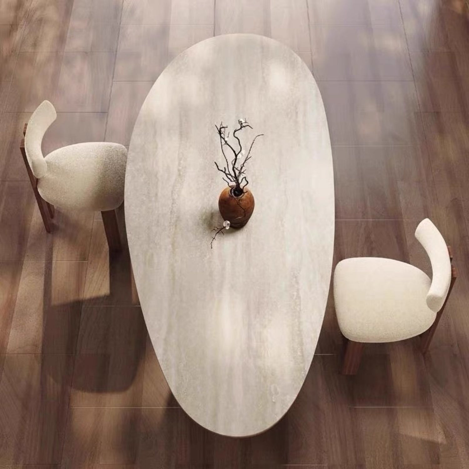 AAF Organic Oval Stone‑Top Dining Table
