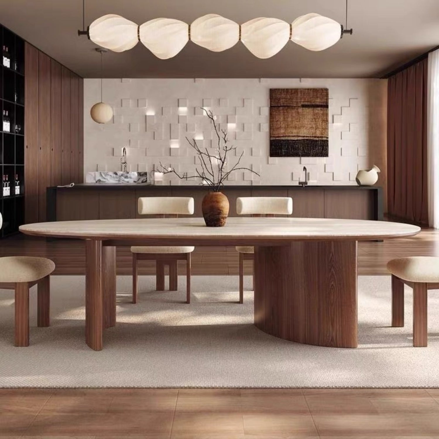 AAF Organic Oval Stone‑Top Dining Table