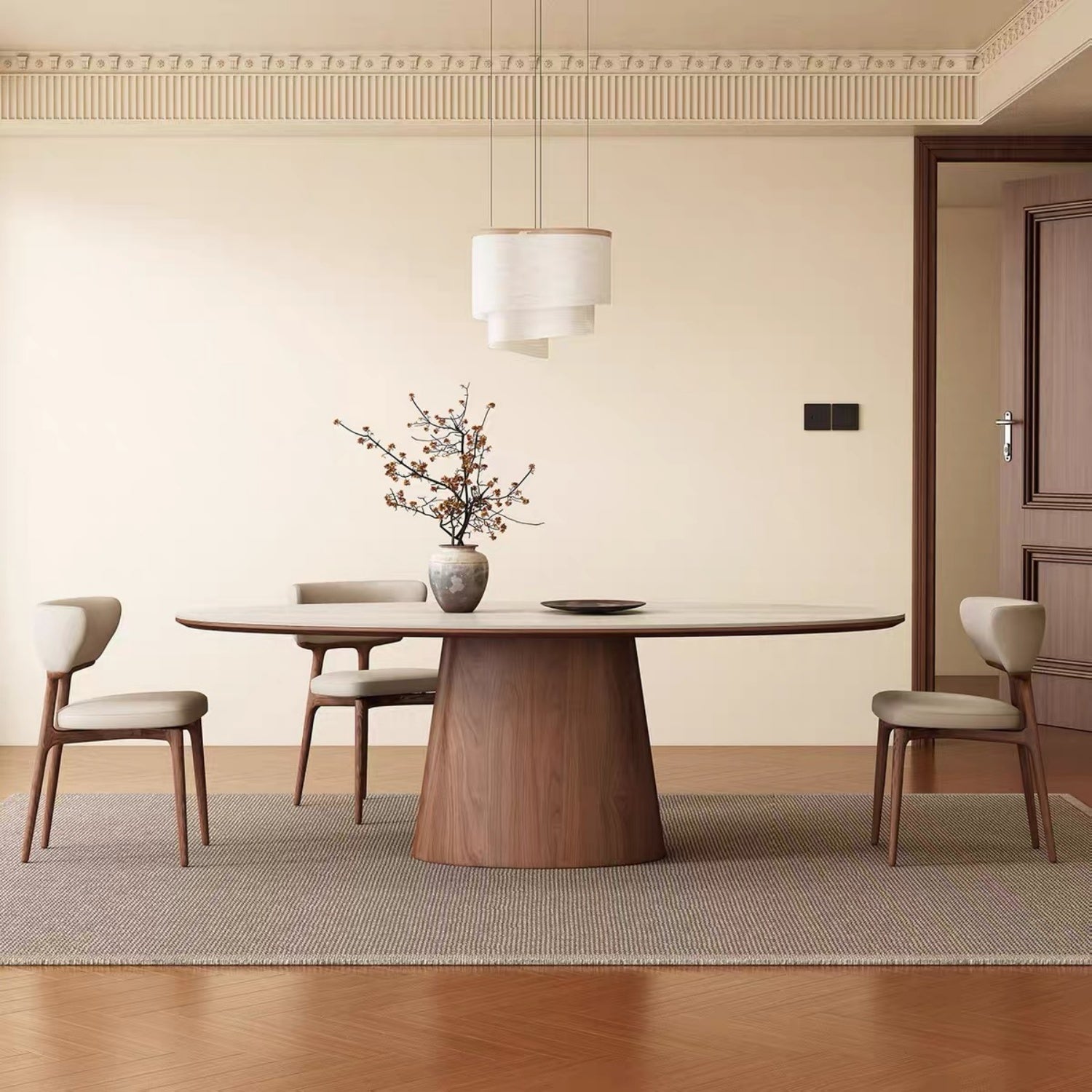 AAF Oval Travertine‑Style Stone Dining Table