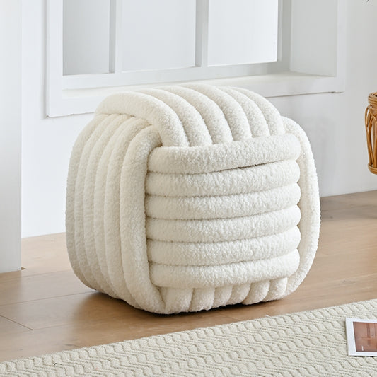 AAF Furniture Plush Weaving Square Shaped Accent Stool for Living Room