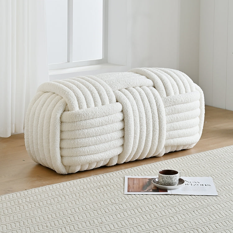 AAF Furniture Plush Weaving Square Shaped Accent Stool for Living Room